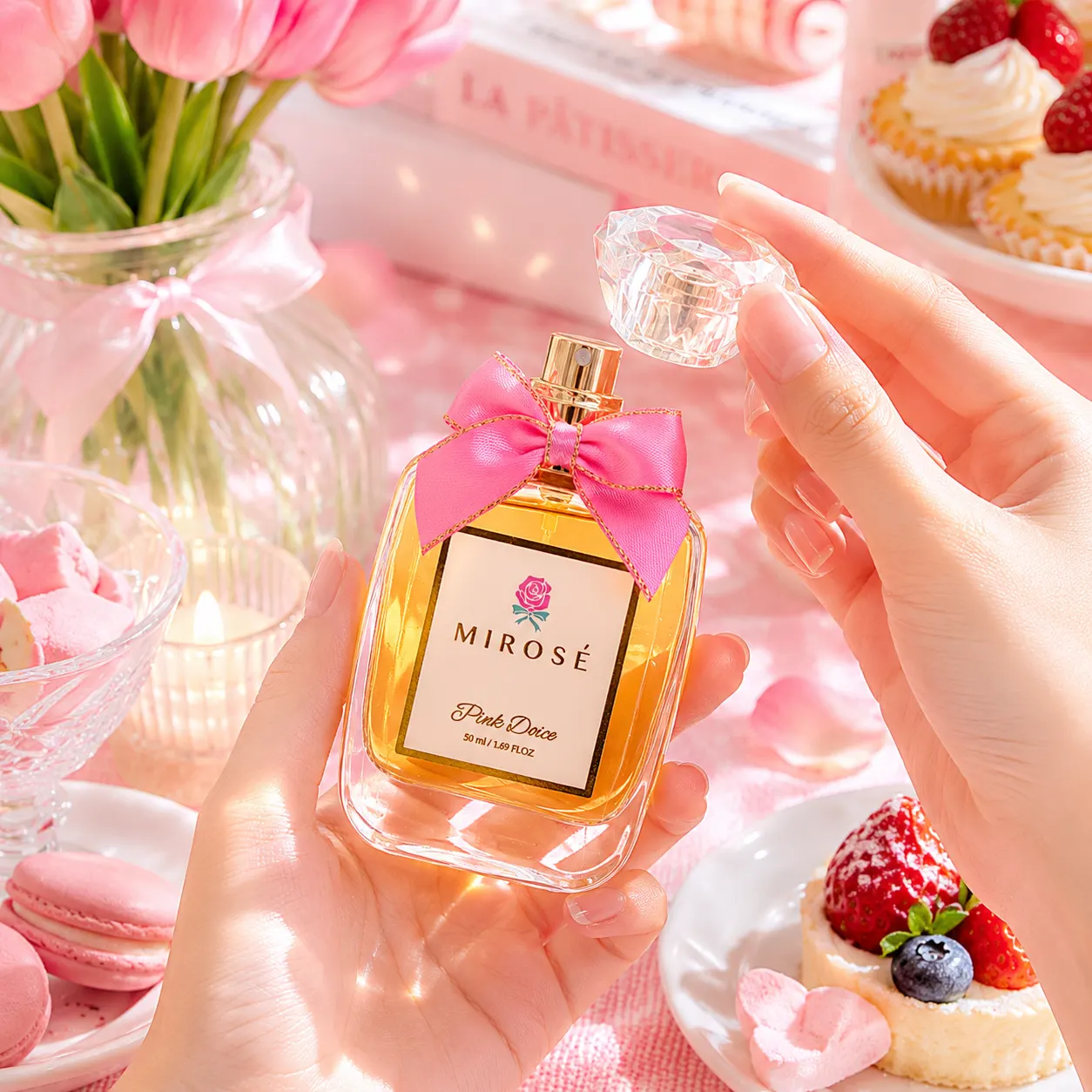 Pink Doice – ขนมหวานในคาเฟ่สีชมพู (Extrait de Parfum) | น้ำหอมผู้หญิง MIROSÉ 50ML