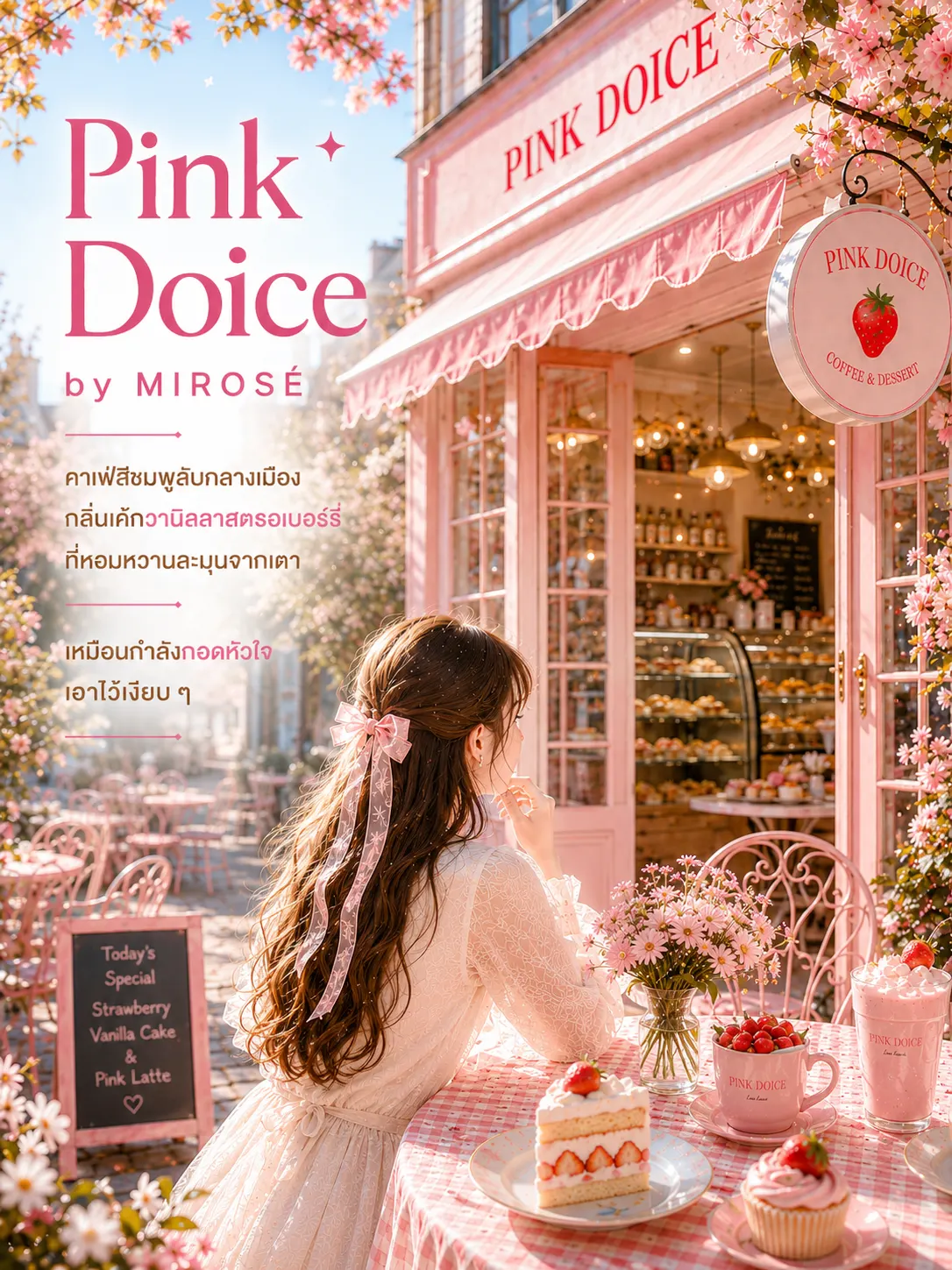Pink Doice – ขนมหวานในคาเฟ่สีชมพู (Extrait de Parfum) | น้ำหอมผู้หญิง MIROSÉ 50ML