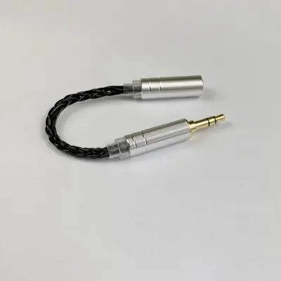 อะแดปเตอร์หูฟัง 3.5mm → 2.5/3.5/4.4mm (8 เส้น) สายถักสีดำ