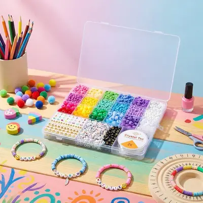 ชุดร้อยลูกปัด 26 สี + ตัวอักษร DIY เด็ก