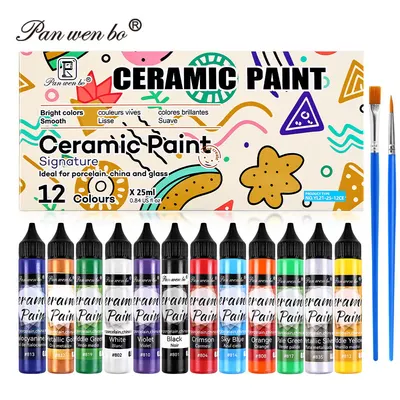 Panwenbo Acrylic Paint Set 12 Colors 25ml for Glass Fabric Art Advertising