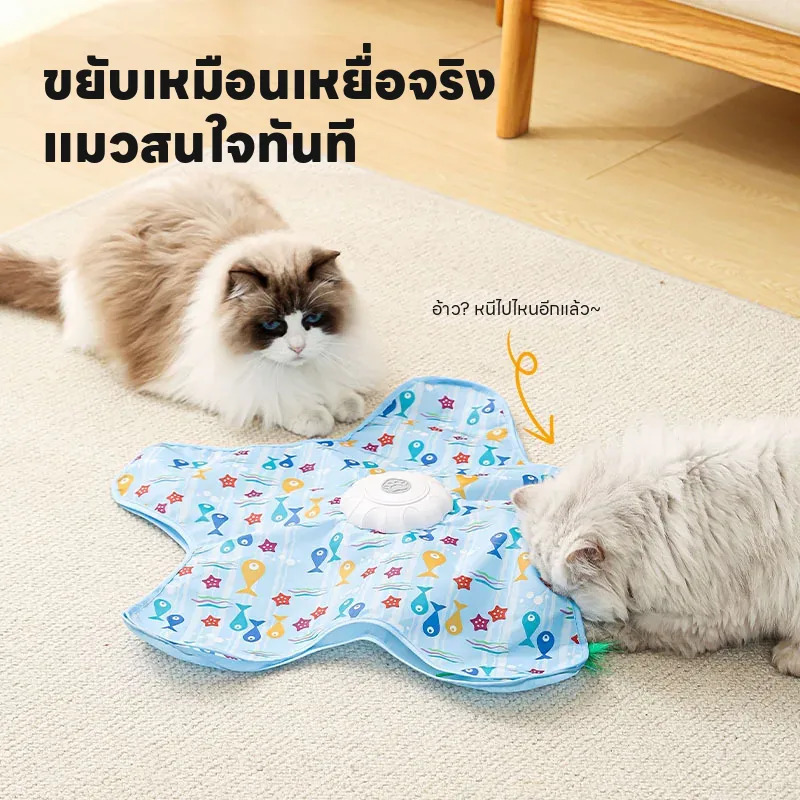 แผ่นเล่นแมวหมุน 360° เล่นเองได้ พร้อมไม้ล่อแมว