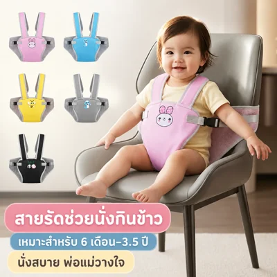 สายรัดนิรภัยเด็กกินข้าว ป้องกันล้มตก ใช้ได้กับเก้าอี้หลายแบบ