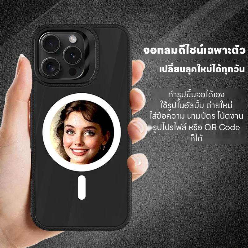 เคส iPhone 16 Pro Max จอเล็ก หนังลาย มีขาตั้ง สีสัน 4 แบบ รองรับ Smart Projection