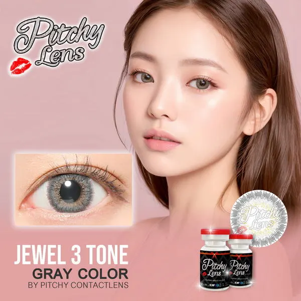 Jewel 3Tone – Pitchy Lens คอนแทคเลนส์บิ๊กอาย สีเทา/น้ำตาล ของแท้ มี อย.