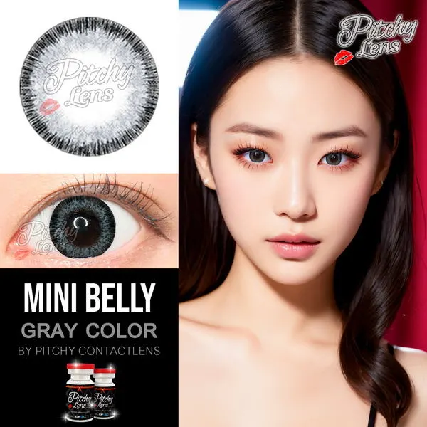 Belly mini – Pitchy Lens คอนแทคเลนส์บิ๊กอาย สีเทา/น้ำตาล ของแท้ มี อย.