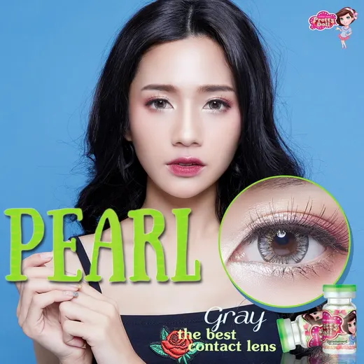 Pearl – Pretty Doll คอนแทคเลนส์บิ๊กอาย สีเทา/น้ำตาล ของแท้ มี อย.