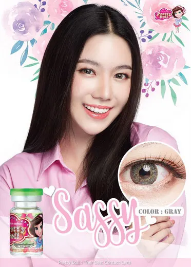 Sassy – Pretty Doll คอนแทคเลนส์บิ๊กอาย สีเทา ของแท้ มี อย.