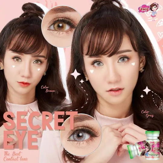 Secret Eye mini – Pretty Doll คอนแทคเลนส์บิ๊กอาย สีเทา ของแท้ มี อย.