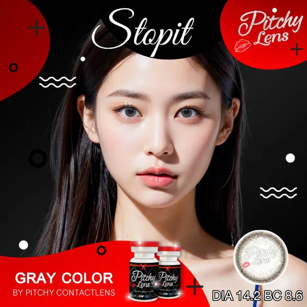 Stopit – Pitchy Lens คอนแทคเลนส์บิ๊กอาย สีเทา ของแท้ มี อย.