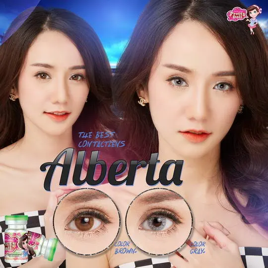 Alberta mini – Pretty Doll คอนแทคเลนส์บิ๊กอาย สีเทา ของแท้ มี อย.