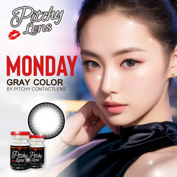 Monday – Pitchy Lens คอนแทคเลนส์บิ๊กอาย สีเทา ของแท้ มี อย.