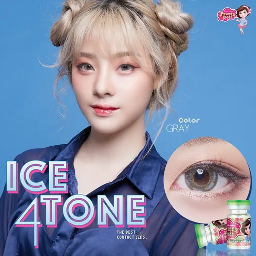 Ice 4Tone – Pretty Doll คอนแทคเลนส์บิ๊กอาย สีเทา/น้ำตาล ของแท้ มี อย.
