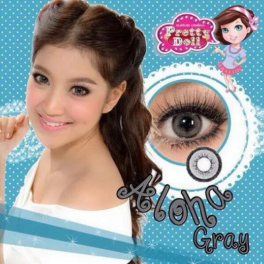 Aloha – Pretty Doll คอนแทคเลนส์บิ๊กอาย สีเทา/น้ำตาล ของแท้ มี อย.