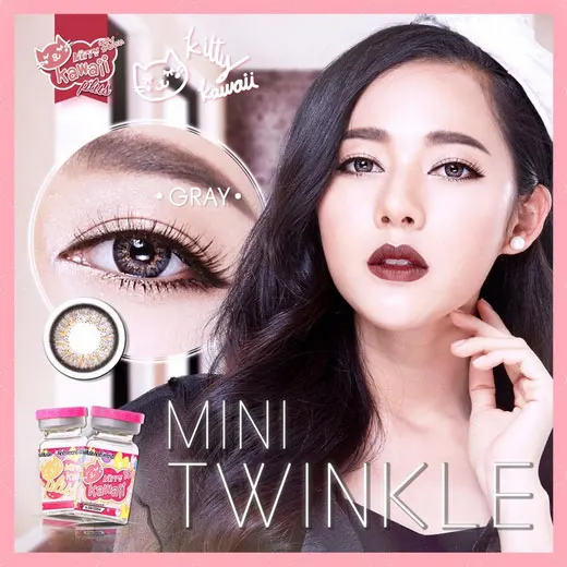 Twinkle mini – Kitty Kawaii คอนแทคเลนส์บิ๊กอาย สีเทา/น้ำตาล ของแท้ มี อย.