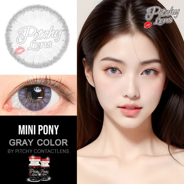 Pony mini – Pitchy Lens คอนแทคเลนส์บิ๊กอาย สีเทา/น้ำตาล ของแท้ มี อย.