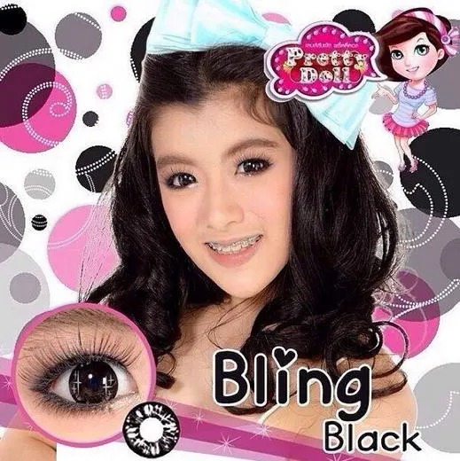 Bling – Pretty Doll คอนแทคเลนส์บิ๊กอาย สีช็อกโก/ดำ ของแท้ มี อย.