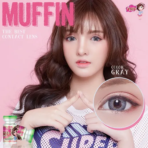 Muffin – Pretty Doll คอนแทคเลนส์บิ๊กอาย สีเทา ของแท้ มี อย.