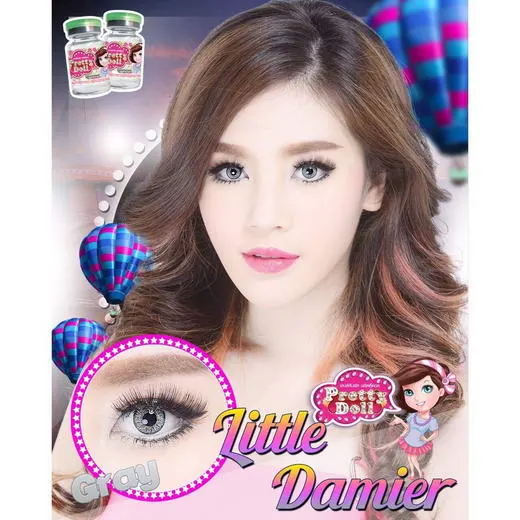 Damier mini – Pretty Doll คอนแทคเลนส์บิ๊กอาย สีเทา/น้ำตาล ของแท้ มี อย.
