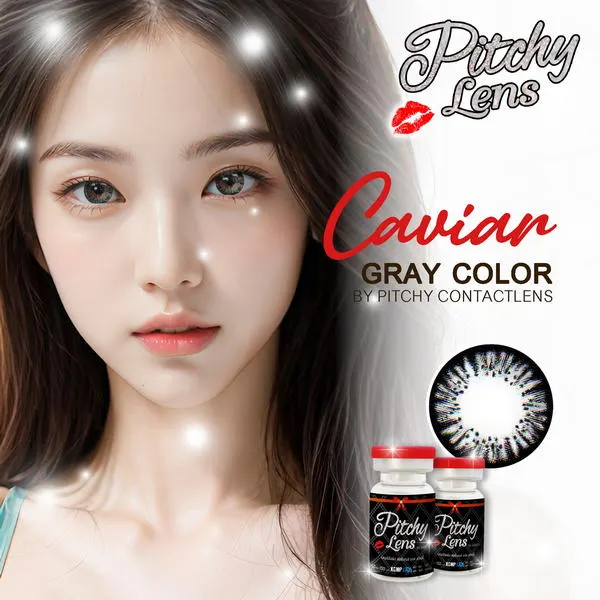 Caviar – Pitchy Lens คอนแทคเลนส์บิ๊กอาย สีเทา/น้ำตาล ของแท้ มี อย.