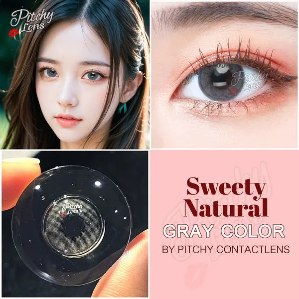 Sweety Natural mini – Pitchy Lens คอนแทคเลนส์บิ๊กอาย สีเทา/น้ำตาล ของแท้ มี อย.