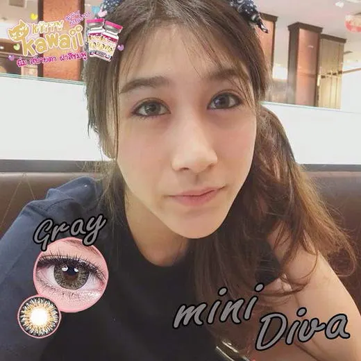 Diva mini – Kitty Kawaii คอนแทคเลนส์บิ๊กอาย สีเทา ของแท้ มี อย.