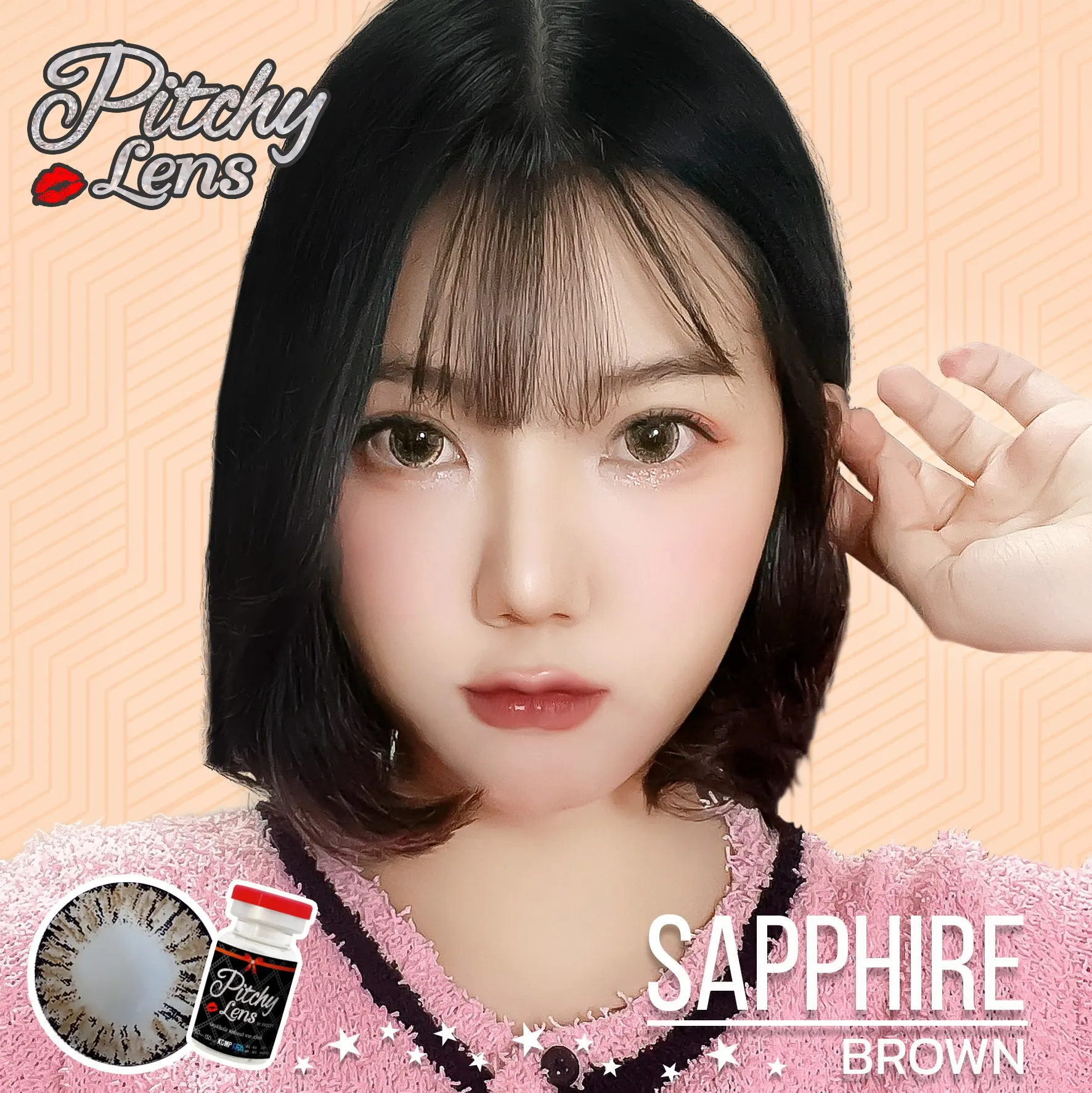 Sapphire – Pitchy Lens คอนแทคเลนส์บิ๊กอาย สีเทา/น้ำตาล ของแท้ มี อย.