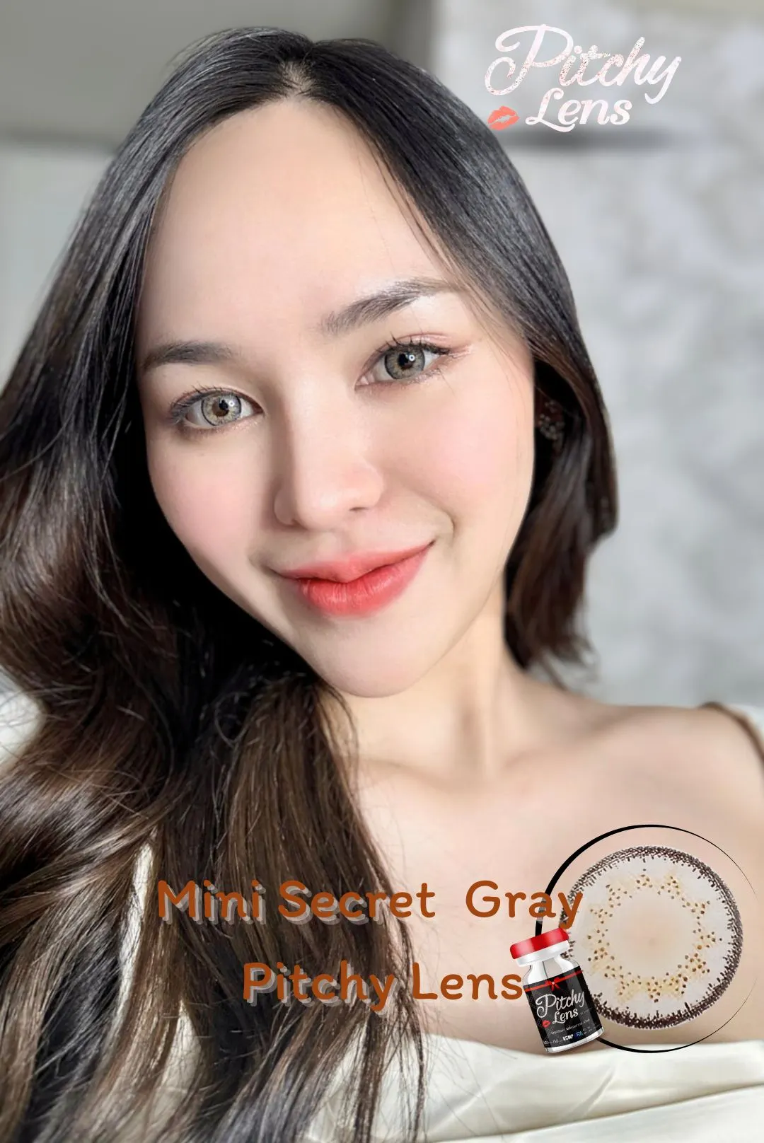 Secret mini – Pitchy Lens คอนแทคเลนส์บิ๊กอาย สีเทา ของแท้ มี อย.