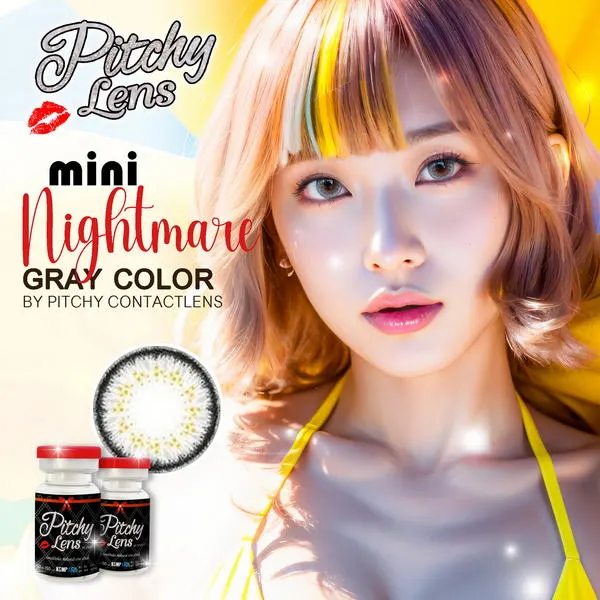 Nightmare mini – Pitchy Lens คอนแทคเลนส์บิ๊กอาย สีเทา/น้ำตาล ของแท้ มี อย.