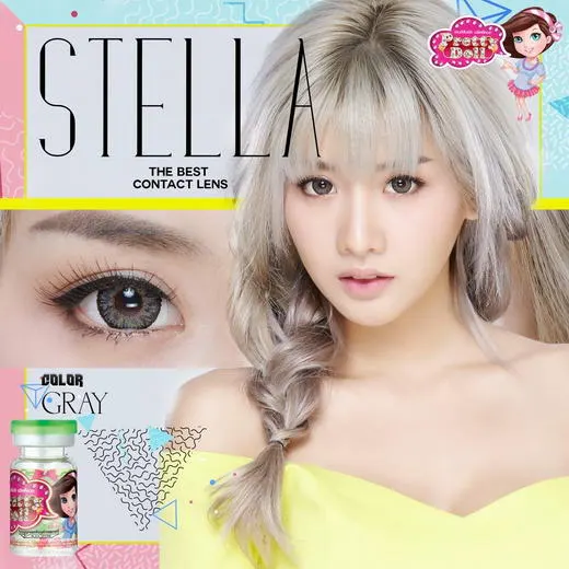 Stella – Pretty Doll คอนแทคเลนส์บิ๊กอาย สีเทา ของแท้ มี อย.