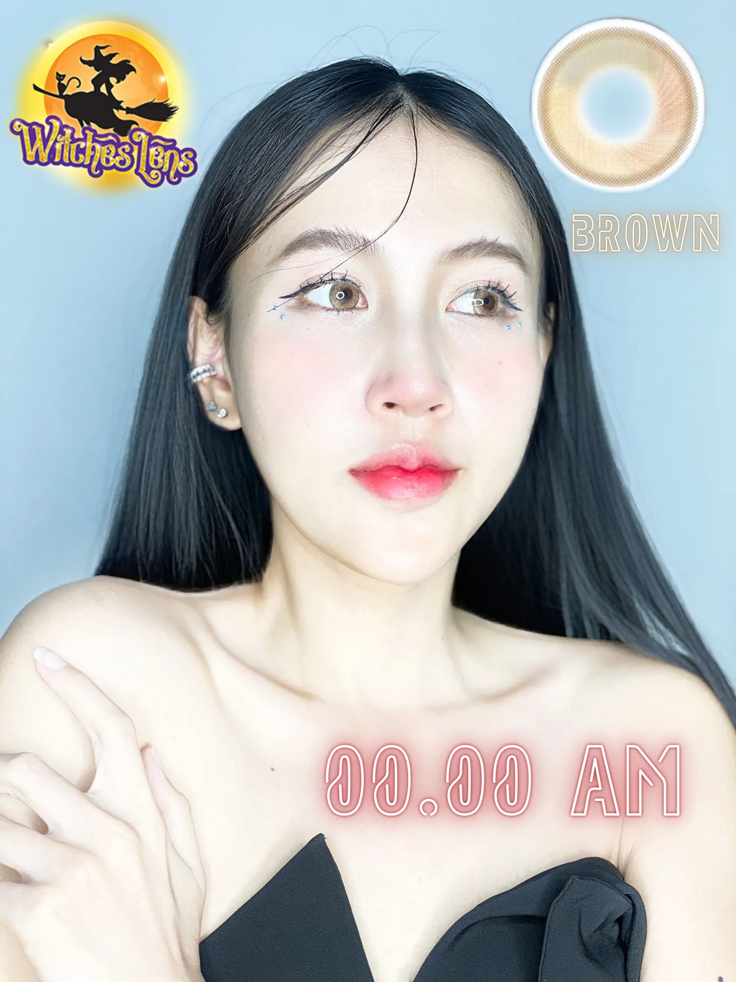 00.00 AM – Witches Lens คอนแทคเลนส์บิ๊กอาย สีเทา/น้ำตาล ของแท้ มี อย.