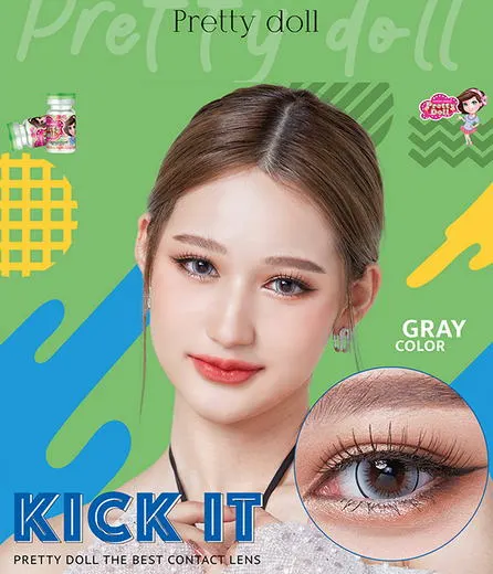 Kick It – Pretty Doll คอนแทคเลนส์บิ๊กอาย มี 3 สี ของแท้ มี อย.