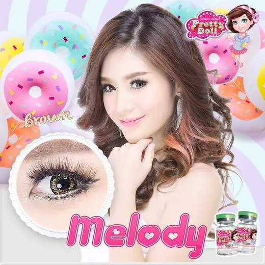 Melody – Pretty Doll คอนแทคเลนส์บิ๊กอาย สีเทา/น้ำตาล ของแท้ มี อย.