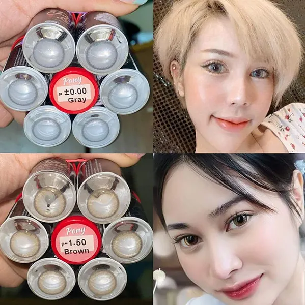 Pony – Pitchy Lens คอนแทคเลนส์บิ๊กอาย สีเทา/น้ำตาล ของแท้ มี อย.