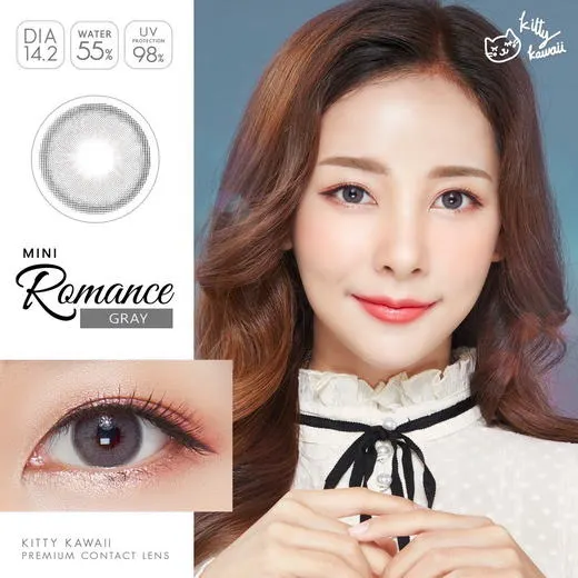 Romance Limited mini – Kitty Kawaii คอนแทคเลนส์บิ๊กอาย สีเทา/น้ำตาล ของแท้ มี อย.