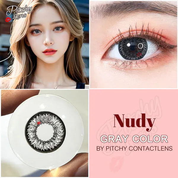 Nudy – Pitchy Lens คอนแทคเลนส์บิ๊กอาย สีเทา/น้ำตาล ของแท้ มี อย.