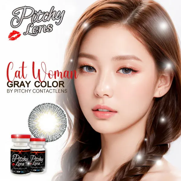 Cat Woman – Pitchy Lens คอนแทคเลนส์บิ๊กอาย สีเทา/น้ำตาล ของแท้ มี อย.