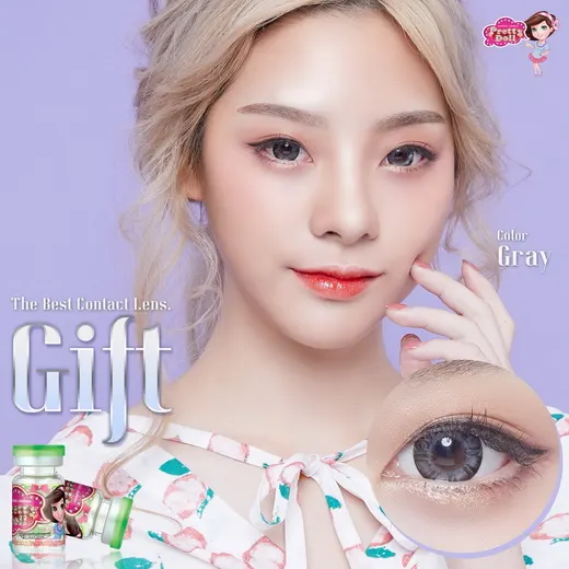 Gift – Pretty Doll คอนแทคเลนส์บิ๊กอาย สีเทา/น้ำตาล ของแท้ มี อย.