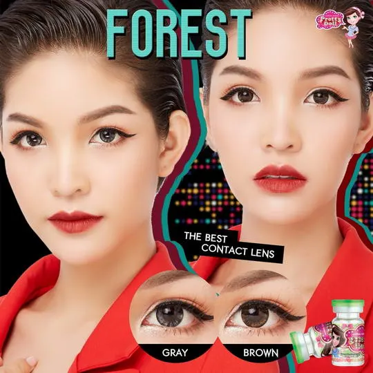 Forest – Pretty Doll คอนแทคเลนส์บิ๊กอาย สีเทา/น้ำตาล ของแท้ มี อย.